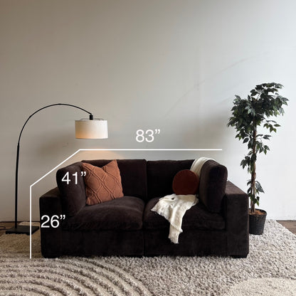 Lakeview Loveseat in Chocolate Brown Low Pile Velvet