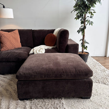 Lakeview Loveseat + Ottoman in Chocolate Brown Low Pile Velvet
