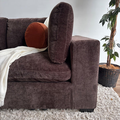 Lakeview Corner Sectional in Chocolate Brown Low Pile Velvet