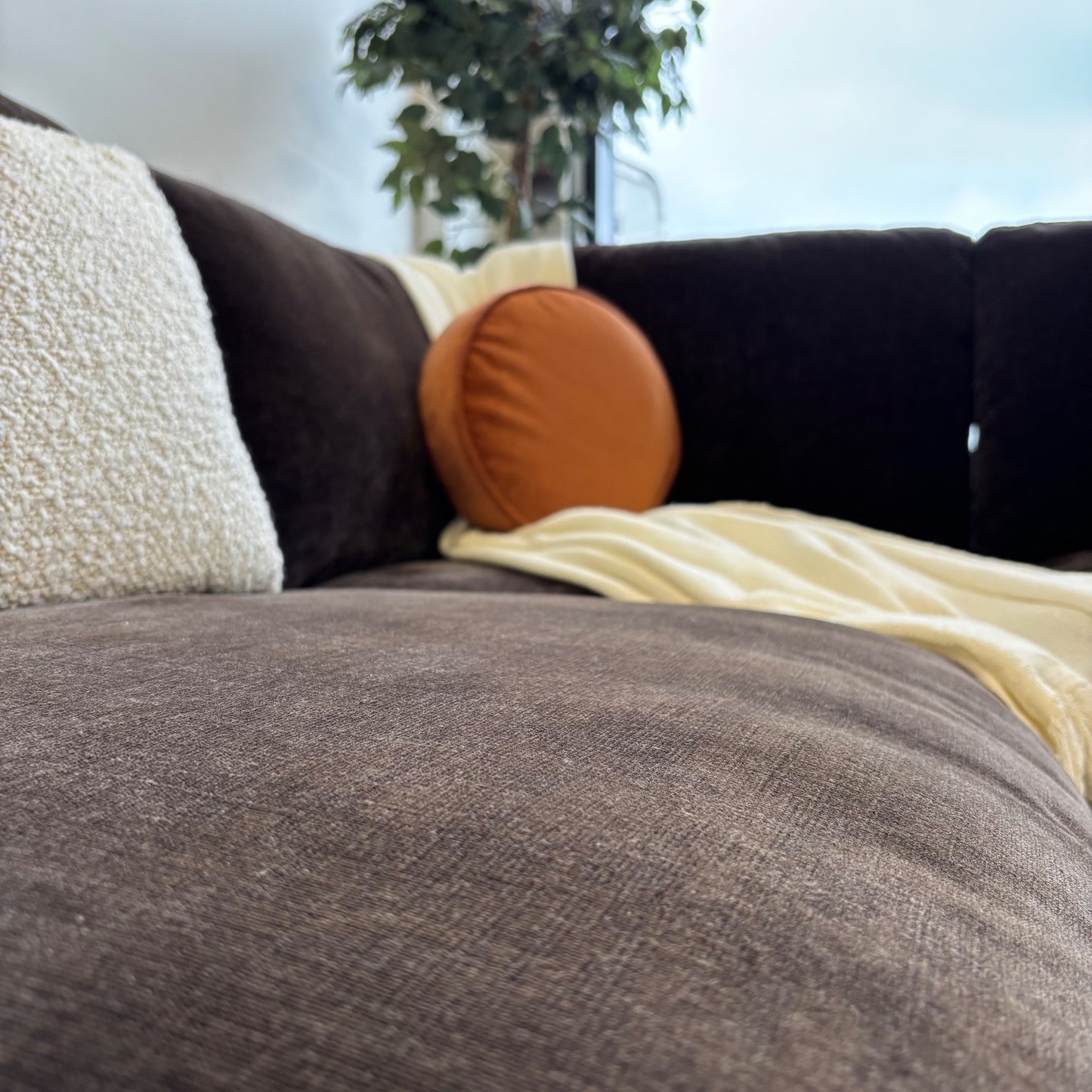 Lakeview L-Shape Sectional Couch in Chocolate Brown Low Pile Velvet