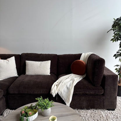 Lakeview Corner Sectional in Chocolate Brown Low Pile Velvet