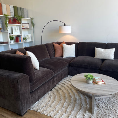 Lakeview Grand Corner sectional in Chocolate Brown Low Pile Velvet