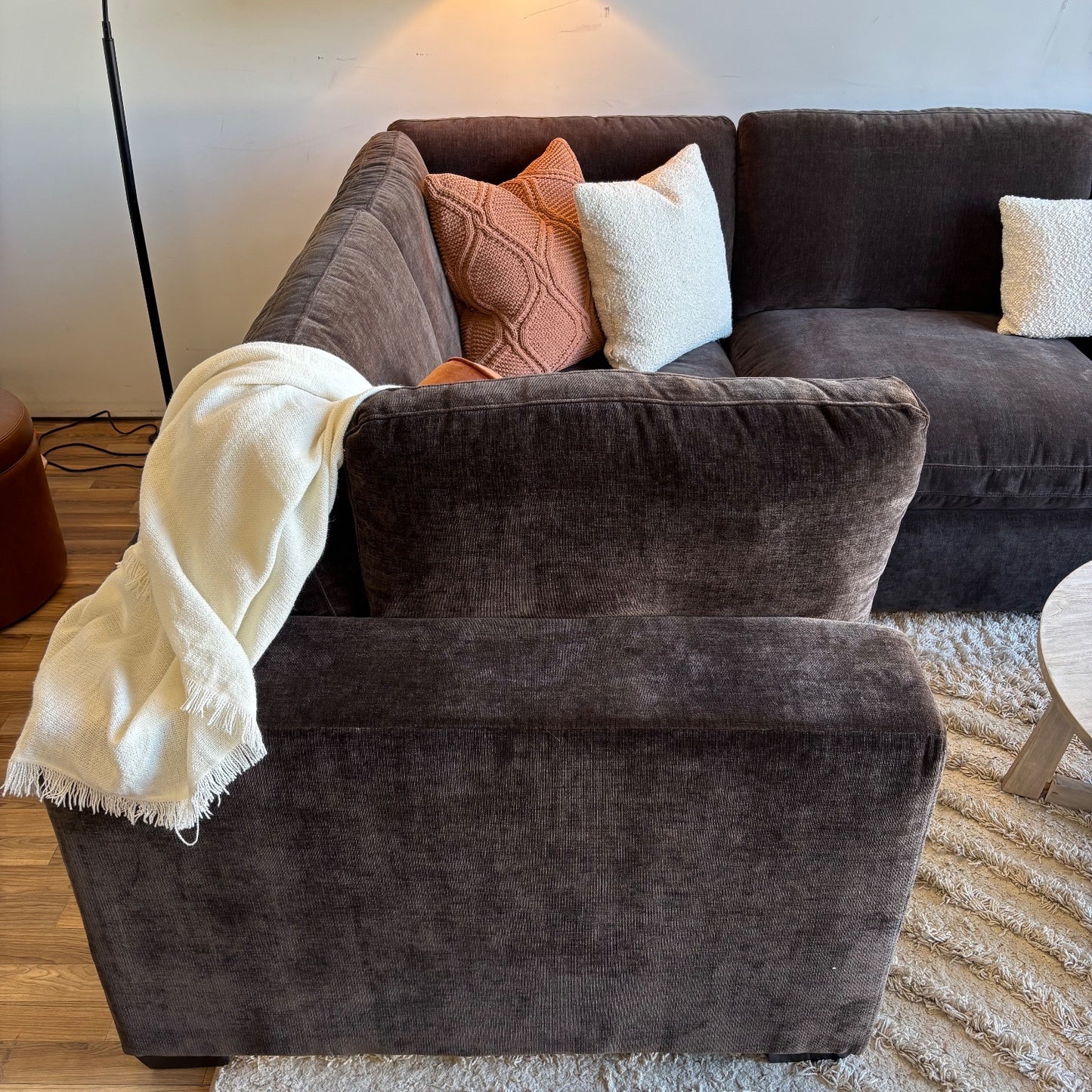 Lakeview U-Shape Enclosed in Chocolate Brown Low Pile Velvet