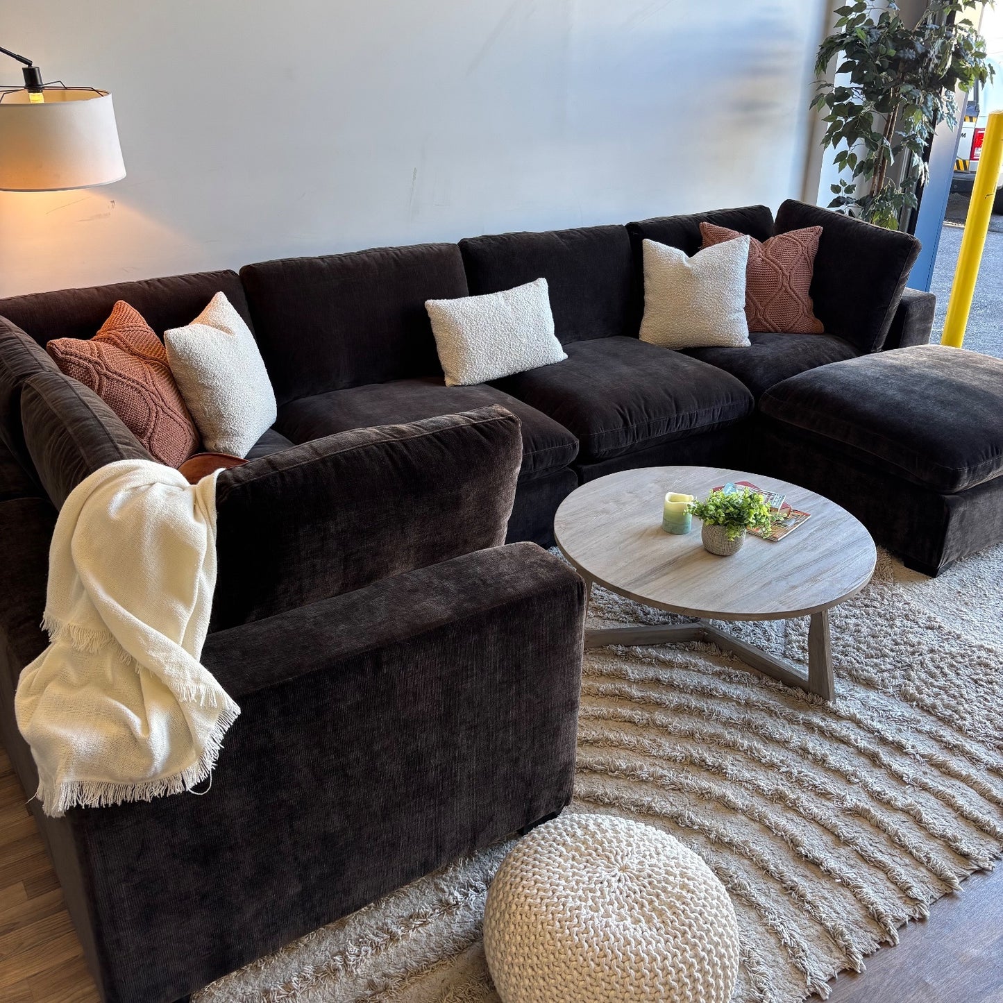 Lakeview U-Shape Enclosed in Chocolate Brown Low Pile Velvet