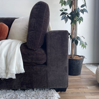 Lakeview Grand Corner + Ottoman in Chocolate Brown Low Pile Velvet