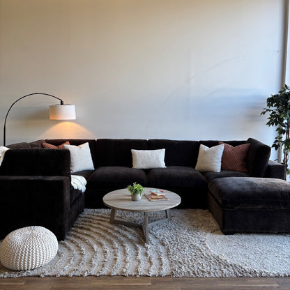 Lakeview U-Shape Enclosed in Chocolate Brown Low Pile Velvet