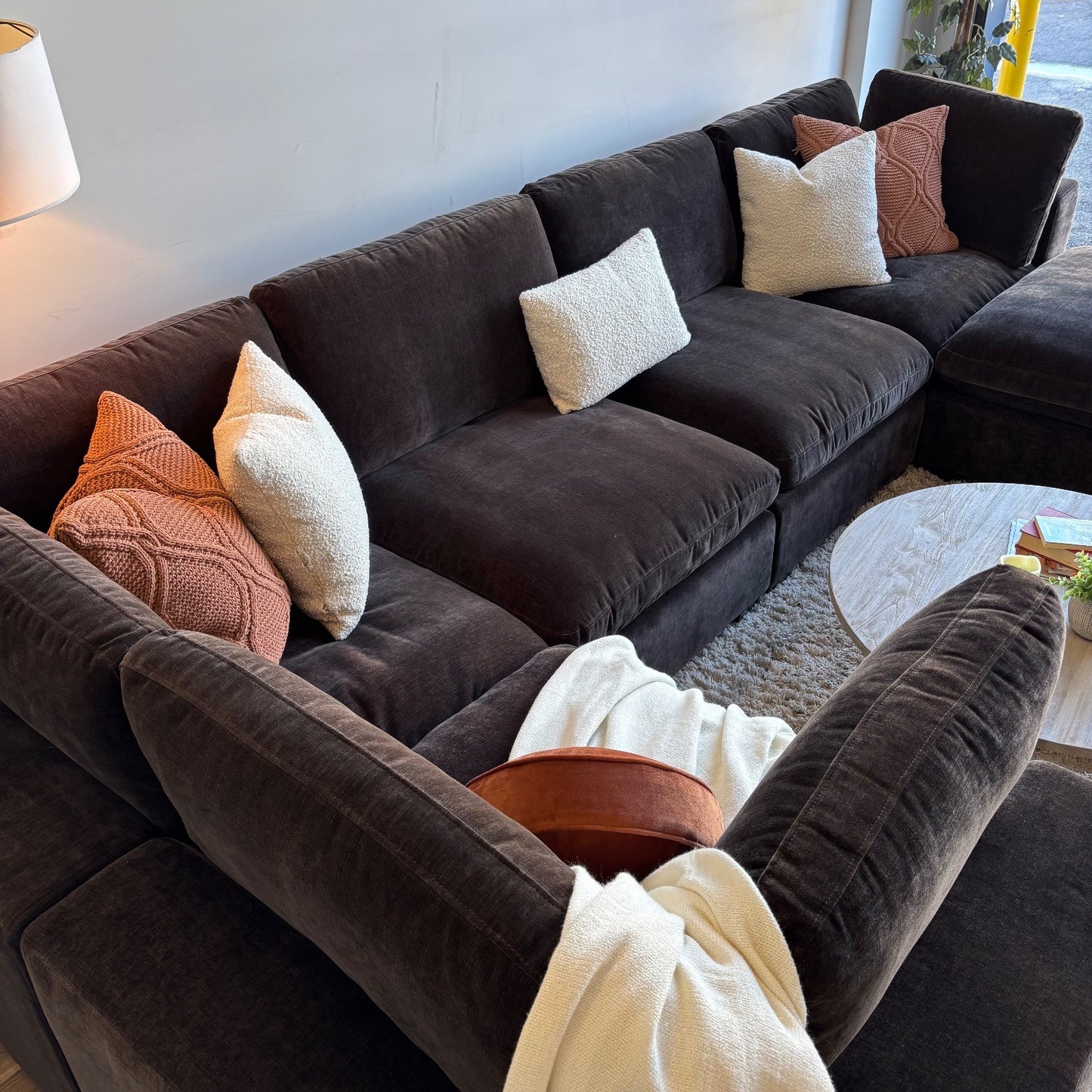 Lakeview U-Shape Enclosed in Chocolate Brown Low Pile Velvet