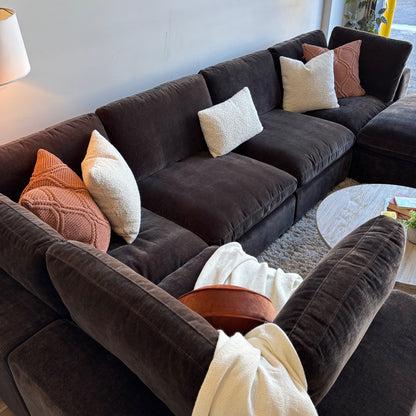 Lakeview U-Shape Enclosed in Chocolate Brown Low Pile Velvet