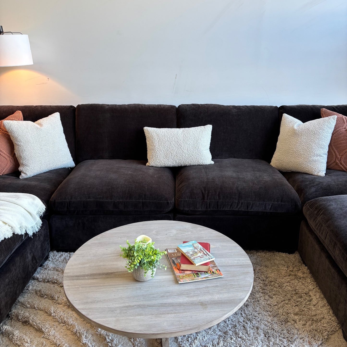 Lakeview U-Shape Enclosed in Chocolate Brown Low Pile Velvet