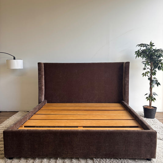 Interior Define Graham King size Bed in Brown Performance Fabric