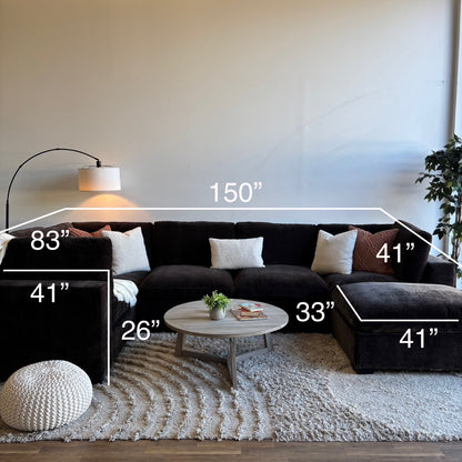 Lakeview U-Shape Enclosed in Chocolate Brown Low Pile Velvet