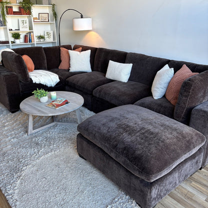 Lakeview U-Shape Enclosed in Chocolate Brown Low Pile Velvet