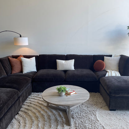 Lakeview Grand Corner sectional in Chocolate Brown Low Pile Velvet