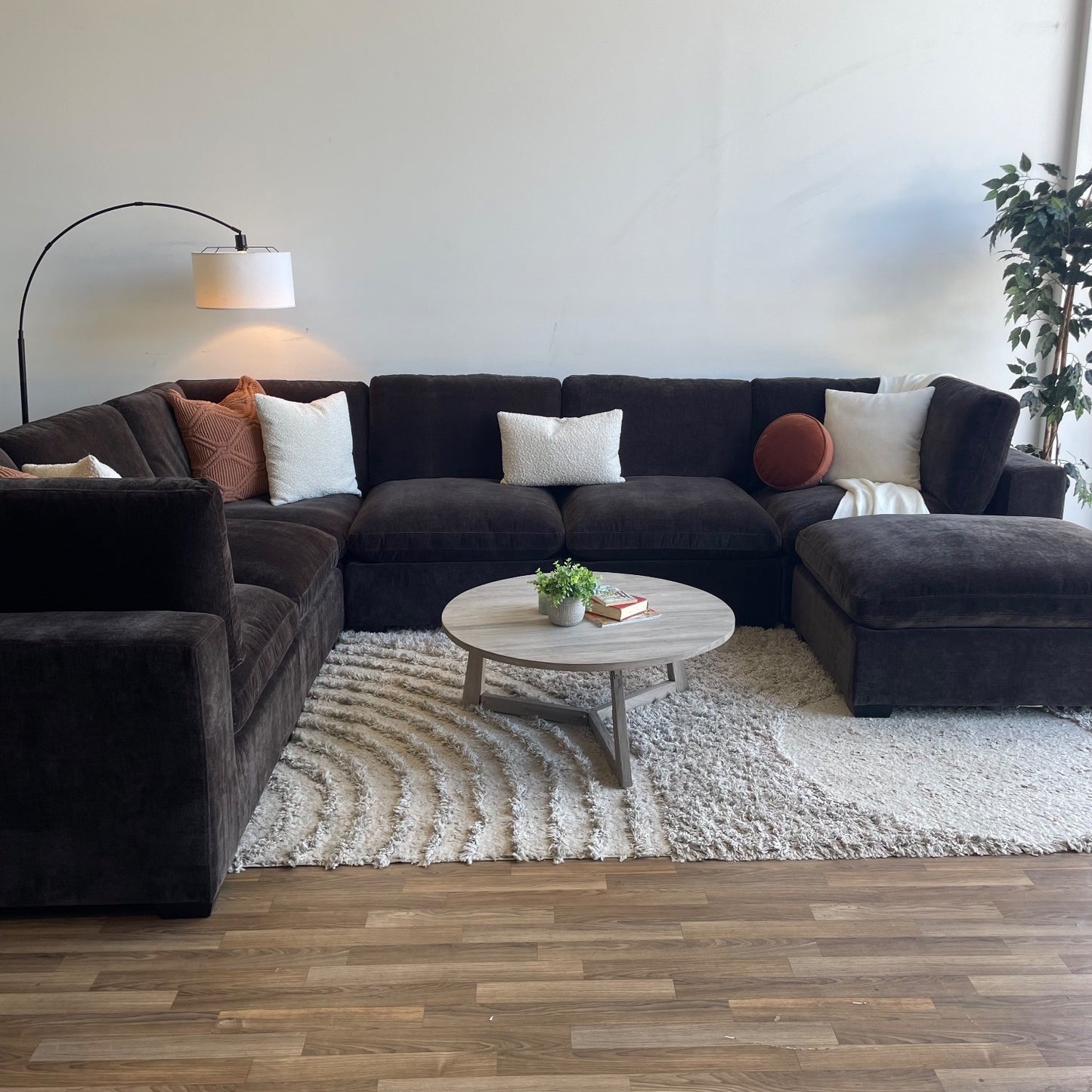 Lakeview Grand Corner sectional in Chocolate Brown Low Pile Velvet