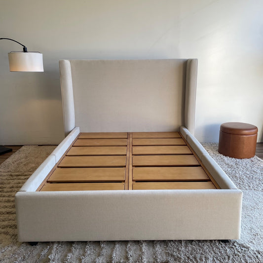 Interior Define Graham queen Bed with storage in Cream Performance Fabric