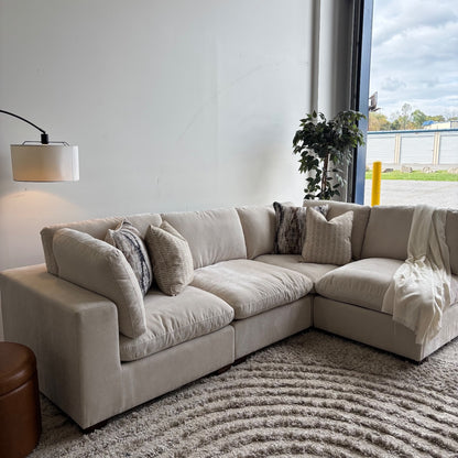 Lakeview L-Shape in Vanilla Low Pile Velvet