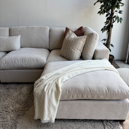 Lakeview Double Chaise in Vanilla Low Pile Velvet