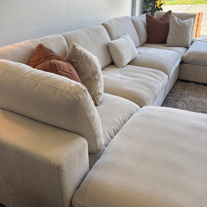 Lakeview Double Chaise in Vanilla Low Pile Velvet