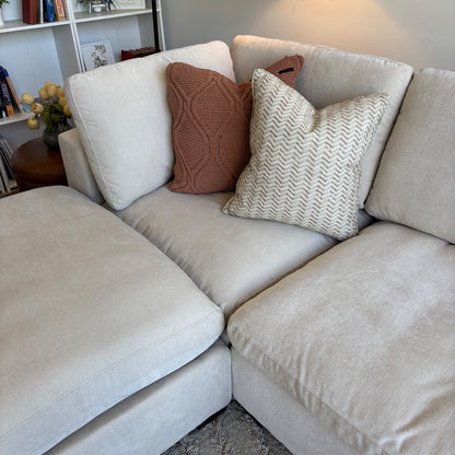 Lakeview Double Chaise in Vanilla Low Pile Velvet