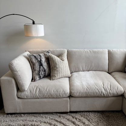 Lakeview L-Shape in Vanilla Low Pile Velvet