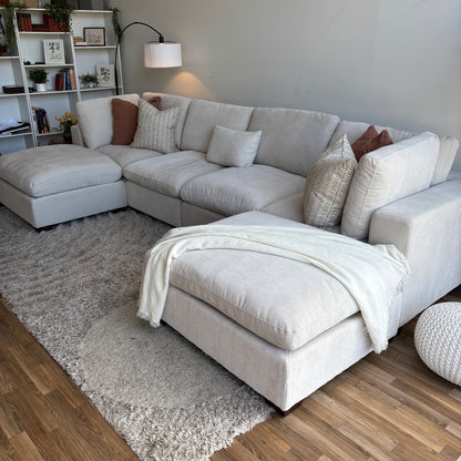 Lakeview Double Chaise in Vanilla Low Pile Velvet