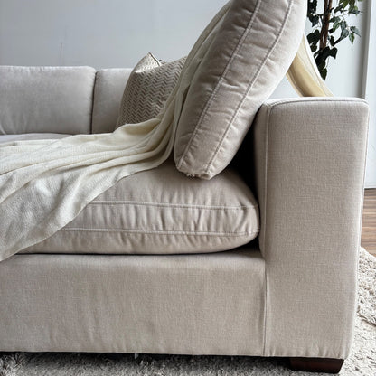 Lakeview L-Shape in Vanilla Low Pile Velvet