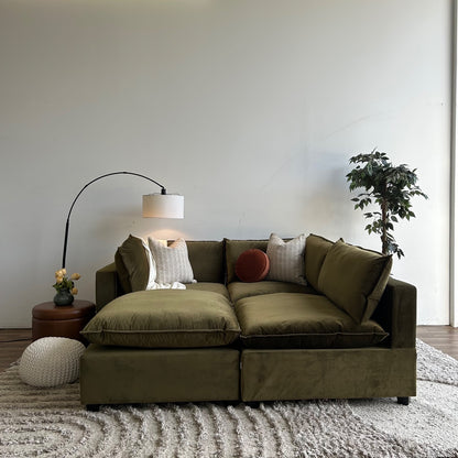 Bellamia Luna Bed Configuration in Green Performance Velvet