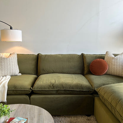 Bellamia Luna Sofa + Ottoman in Green Performance Velvet