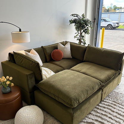 Bellamia Luna Bed Configuration in Green Performance Velvet