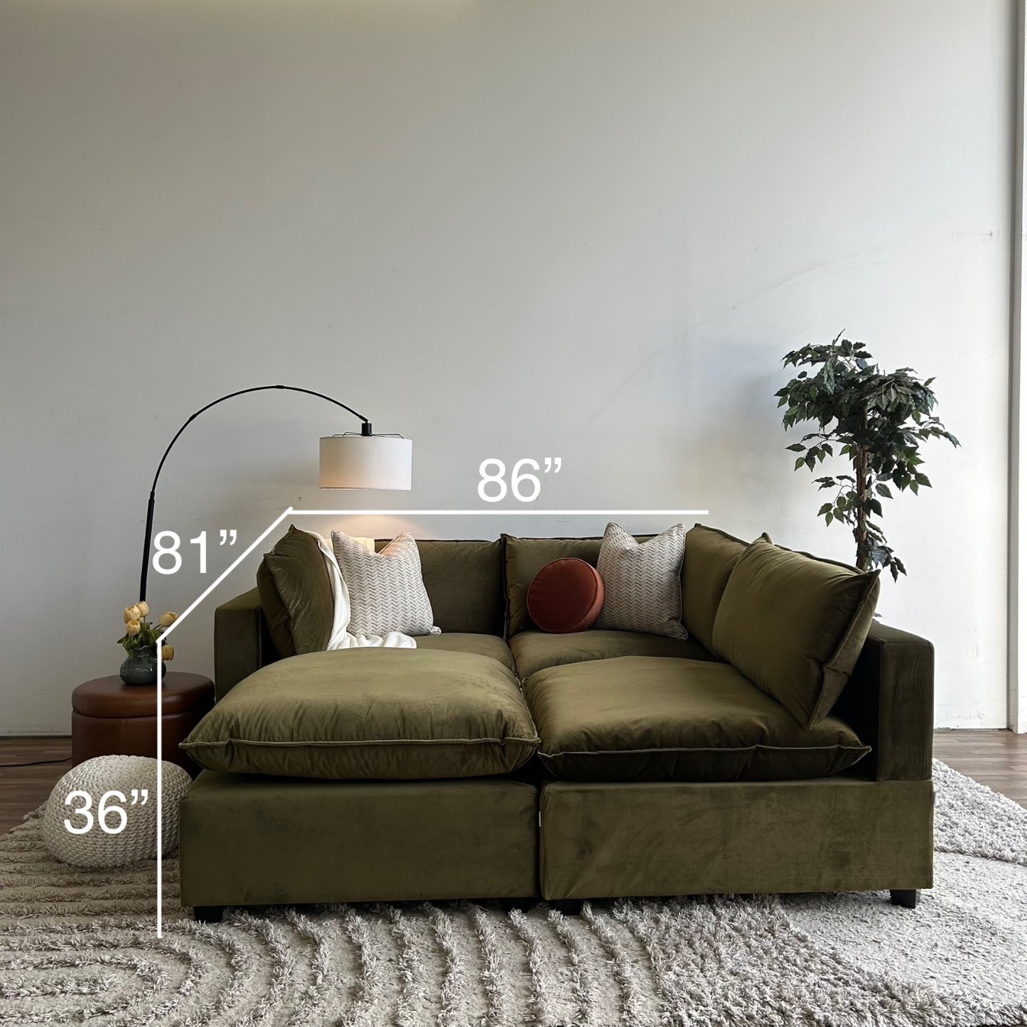 Bellamia Luna Bed Configuration in Green Performance Velvet