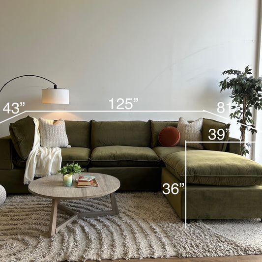 Bellamia Luna Sofa + Ottoman in Green Performance Velvet