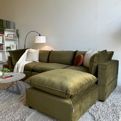 Bellamia Luna Sofa + Ottoman in Green Performance Velvet