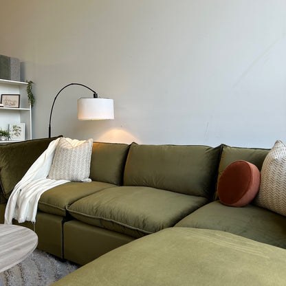 Bellamia Luna Sofa + Ottoman in Green Performance Velvet