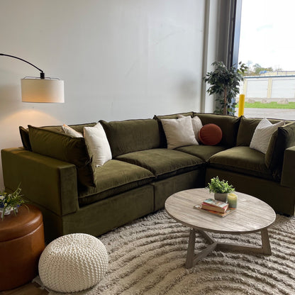 Bellamia Luna L-Shape Enclosed in Green Performance Velvet