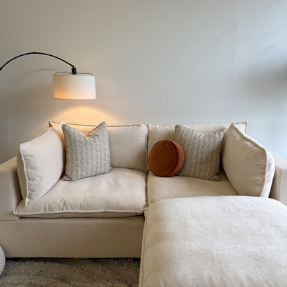 Bellamia Luna Loveseat + Ottoman  in Cream Performance Chenille