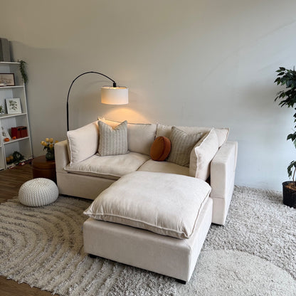 Bellamia Luna Loveseat + Ottoman  in Cream Performance Chenille