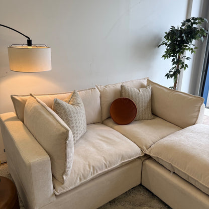 Bellamia Luna Loveseat + Ottoman  in Cream Performance Chenille