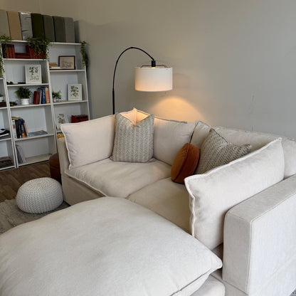 Bellamia Luna Loveseat + Ottoman  in Cream Performance Chenille