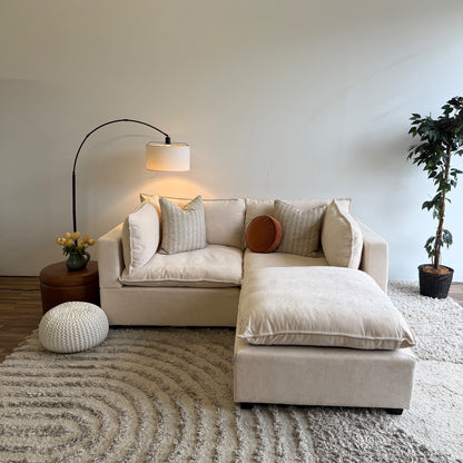 Bellamia Luna Loveseat + Ottoman  in Cream Performance Chenille