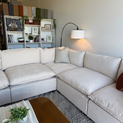 Bellamia Luna Corner Sectional in Cream Performance Chenille