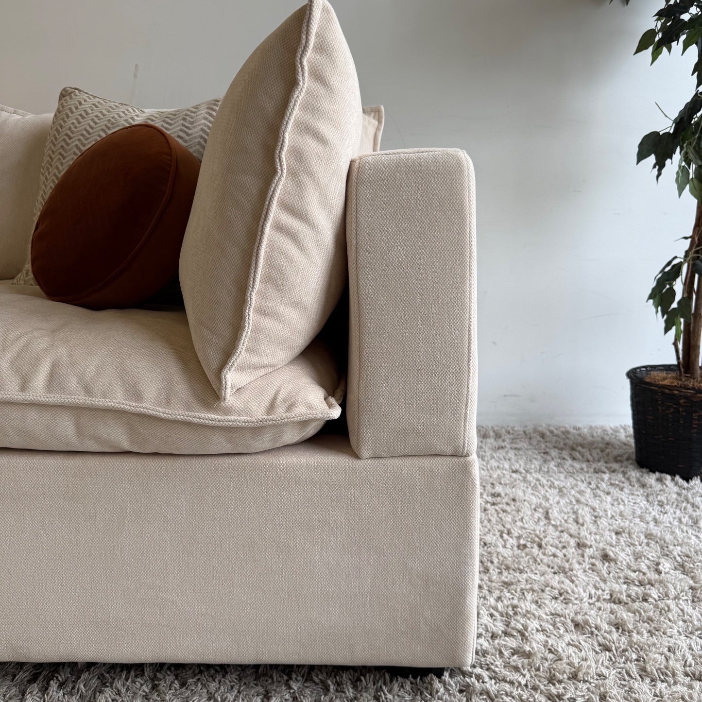 Bellamia Luna Double Chaise in Cream Performance Chenille