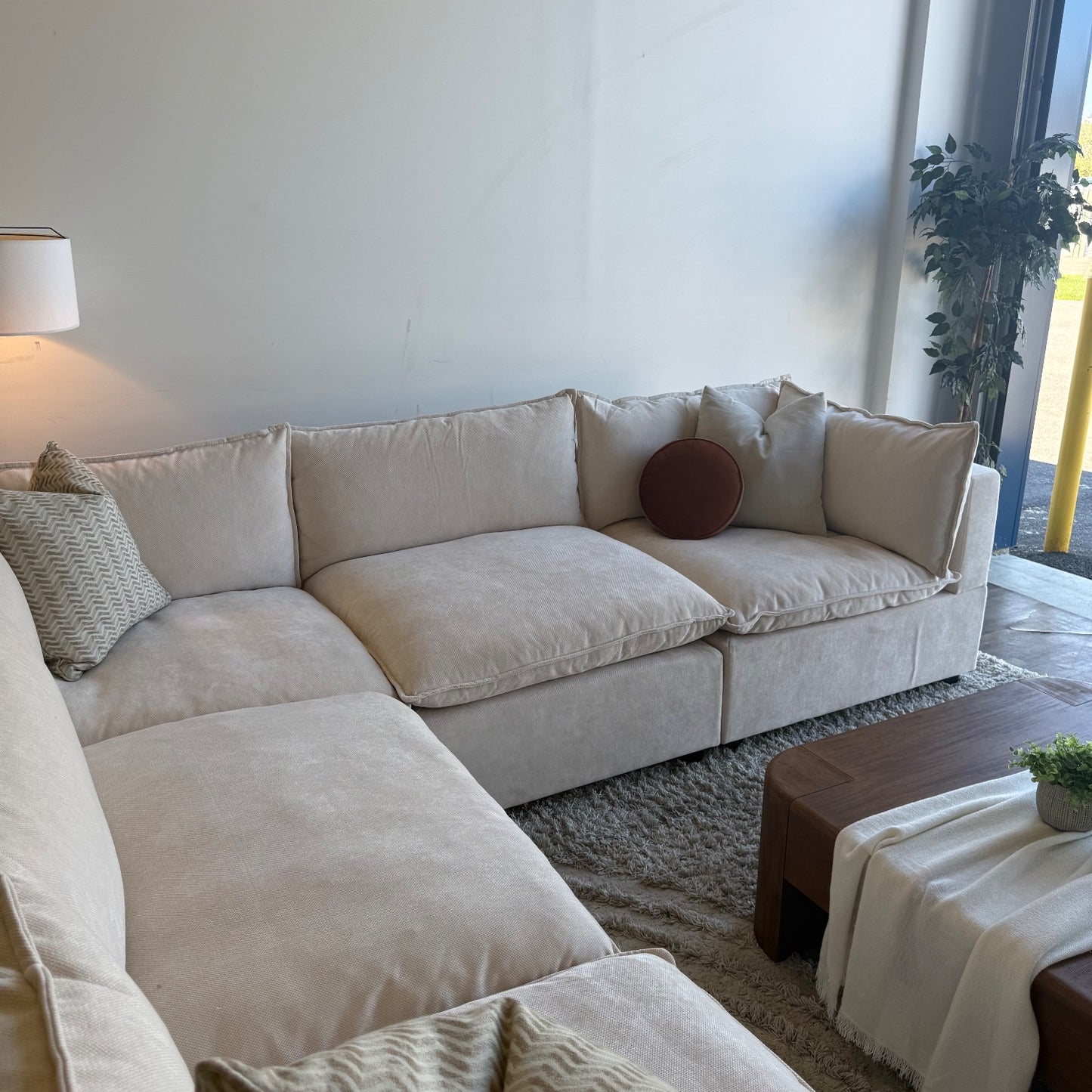 Bellamia Luna Corner Sectional in Cream Performance Chenille