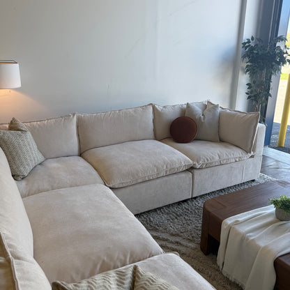 Bellamia Luna Corner Sectional in Cream Performance Chenille