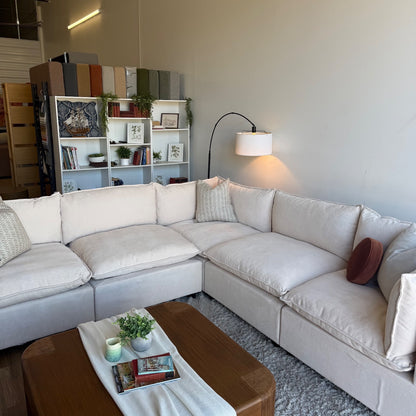 Bellamia Luna Corner Sectional in Cream Performance Chenille