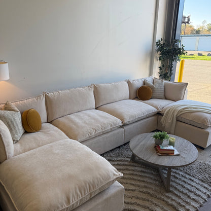 Bellamia Luna Double Chaise in Cream Performance Chenille