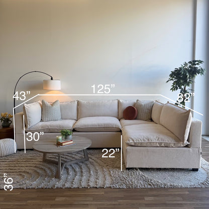 Bellamia Luna L-Shape in Cream Performance Chenille