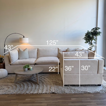 Bellamia Luna L-Shape Enclosed in Cream Performance Chenille