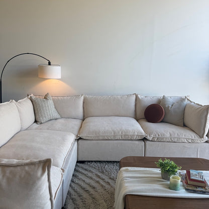 Bellamia Luna Corner Sectional in Cream Performance Chenille