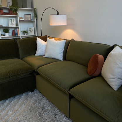 Bellamia Luna Corner Sectional in Green Performance Velvet