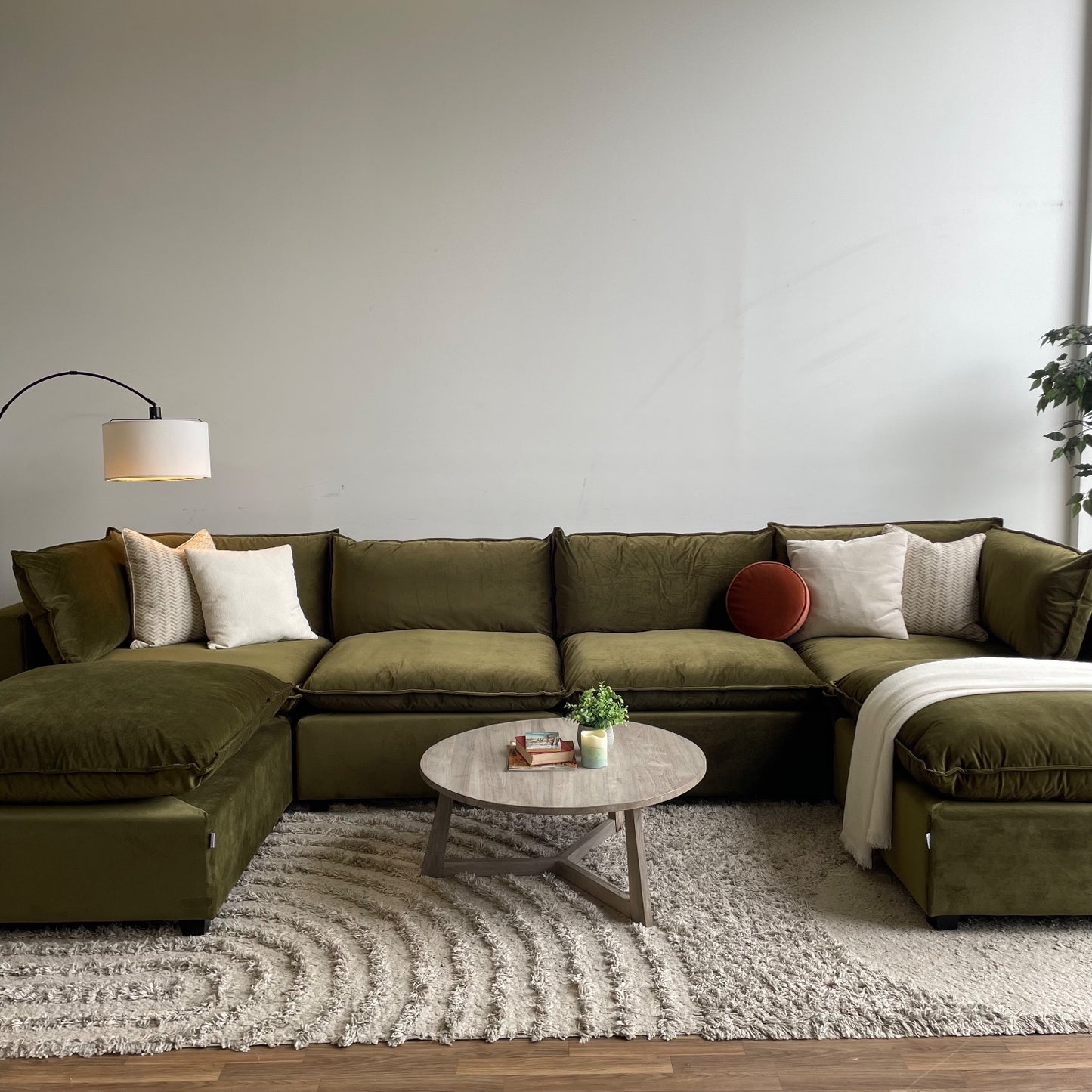 Bellamia Luna Double Chaise in Cream Performance Chenille